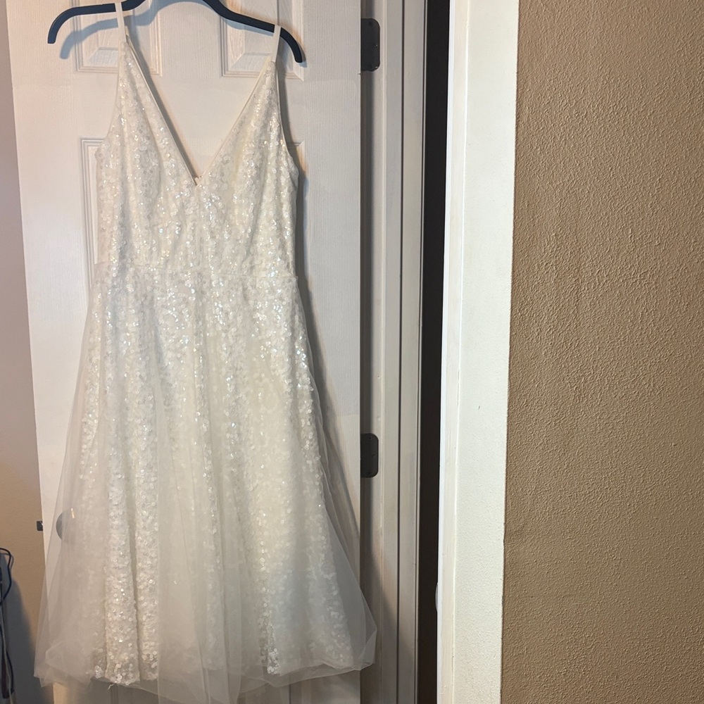 Dress the Population Ivory Sequin A-Line Dress